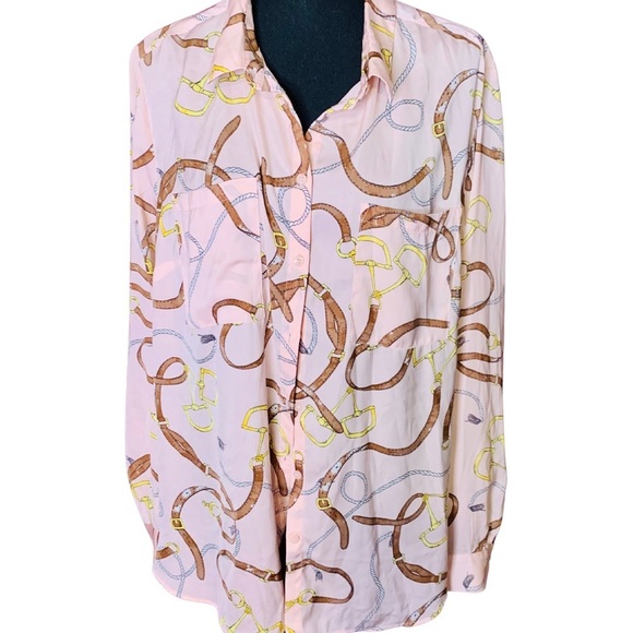 💜3/25 Holly & Whyte Pink Button Down Blouse - Picture 1 of 4